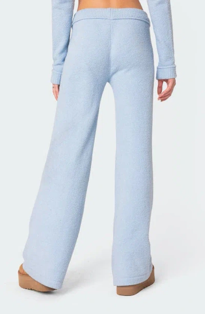 Edikted Plush Super Soft Knit Pants In Blue