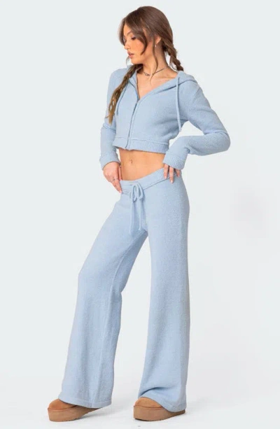 Edikted Plush Super Soft Knit Pants In Blue