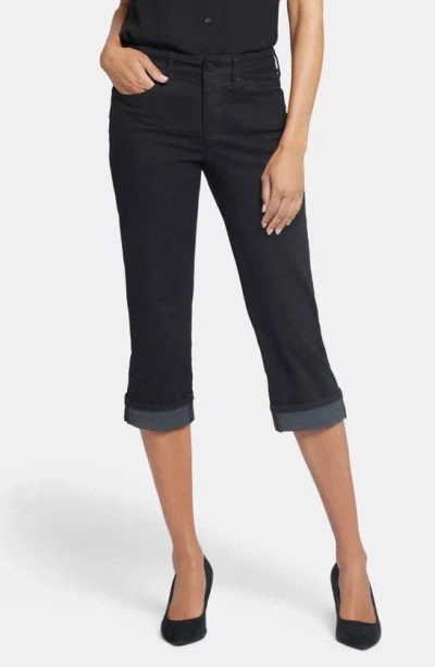 Nydj Marilyn High Rise Cuffed Cropped Straight Jeans In Black In Black
