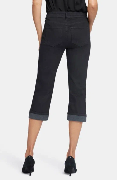 Nydj Marilyn High Rise Cuffed Cropped Straight Jeans In Black In Black