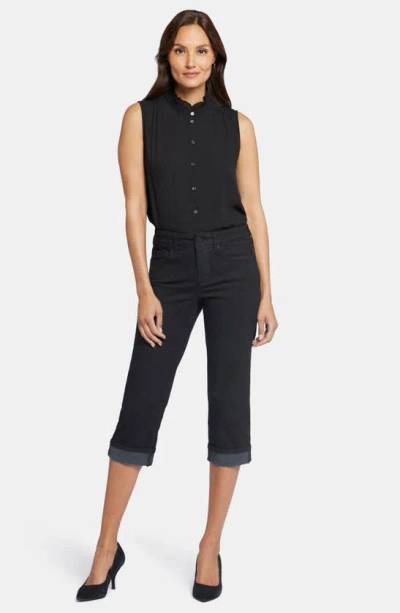 Nydj Marilyn High Rise Cuffed Cropped Straight Jeans In Black In Black