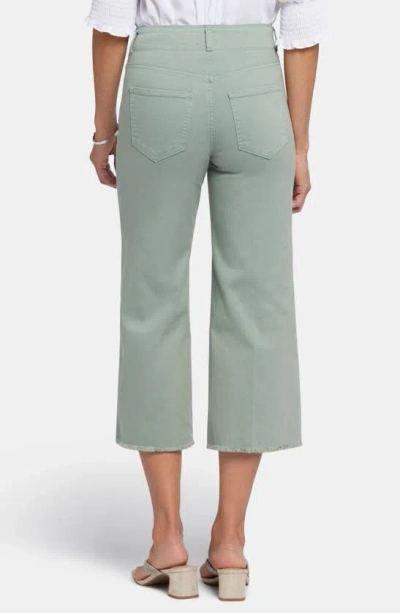 Nydj Brigitte Frayed High Waist Wide Leg Capri Jeans In Lily Pad