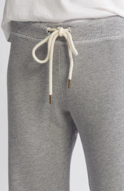 Shop The Great . Cotton Crop Wide Leg Sweatpants In Varsity Grey