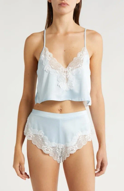 Shop Bluebella Isabellay Lace Trim Satin Short Pajamas In Ice Water Blue