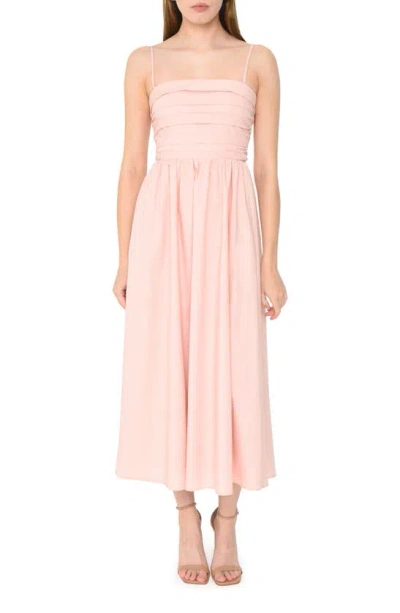 Shop Wayf Sammie Pleat Strapless Stretch Cotton Sundress In Blush