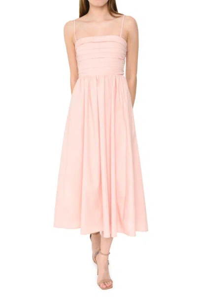 Shop Wayf Sammie Pleat Strapless Stretch Cotton Sundress In Blush