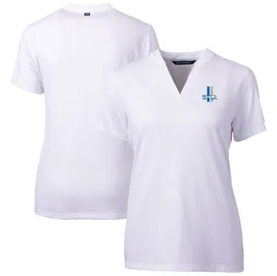 Cutter & Buck Women's White Eastern Kentucky Colonels Forge Blade V-neck Top In White