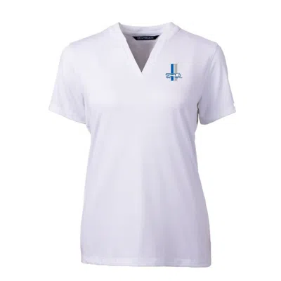 Cutter & Buck Women's White Eastern Kentucky Colonels Forge Blade V-neck Top In White