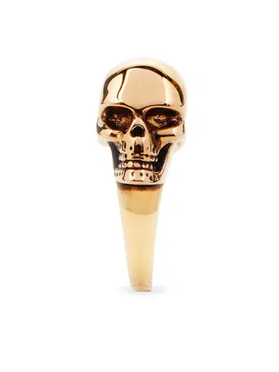 Shop Alexander Mcqueen Skull Ring In Golden