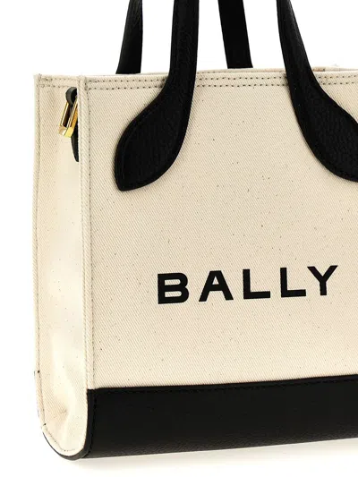 Shop Bally 'bar Mini Keep On' Shopping Bag In White/black