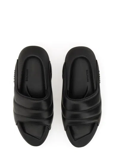 Balmain Quilted Leather B-it Sandals With Chunky Sole In Black