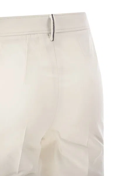Shop Brunello Cucinelli Capri Trousers With Monili In White