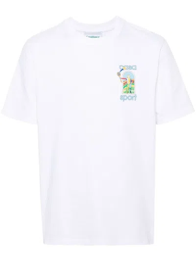 Shop Casablanca Le Jeu Print T-shirt In White