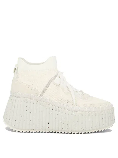 Shop Chloé "nama" Platform Sneakers In White