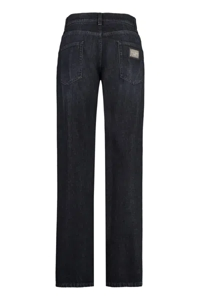 Shop Dolce & Gabbana 5-pocket Straight-leg Jeans In Black