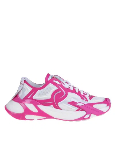 Shop Dolce & Gabbana Sneakers In Nylon And Fabric In White/pink