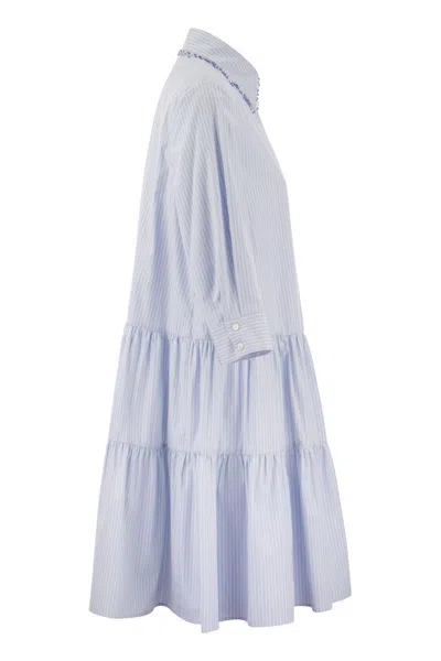 Shop Fabiana Filippi Organic Cotton Chemise Dress In Blue