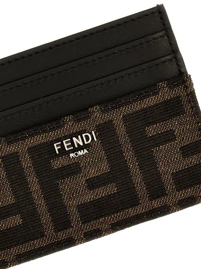Shop Fendi 'ff' Card Holder In Brown