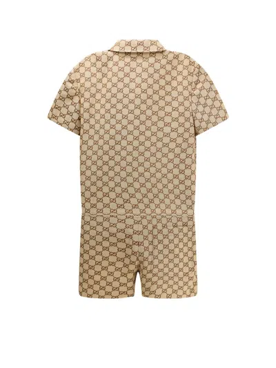 Shop Gucci Jumpsuit In Beige