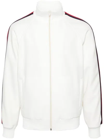 Shop Gucci Web Detail Zipped Jacket In White