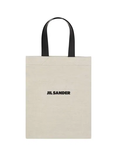 Shop Jil Sander 'flat Shopper' Medium Shopping In White/black