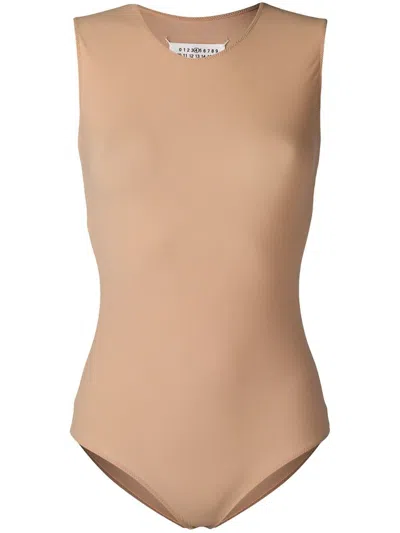 Shop Maison Margiela Sleeveless Bodysuit In Nude