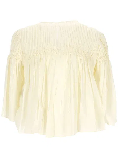 Shop Isabel Marant Étoile Cream White 'axeliana' Blouse In Cotton Blend Woman
