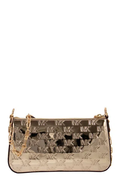 Shop Michael Kors Clutch Bag With Logo In Gold