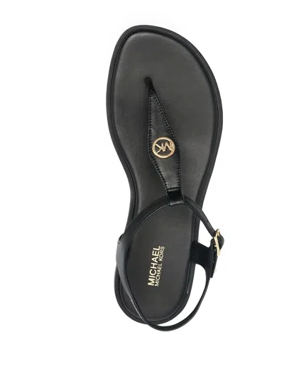 Shop Michael Kors Mallory Leather Thong Sandals In Black
