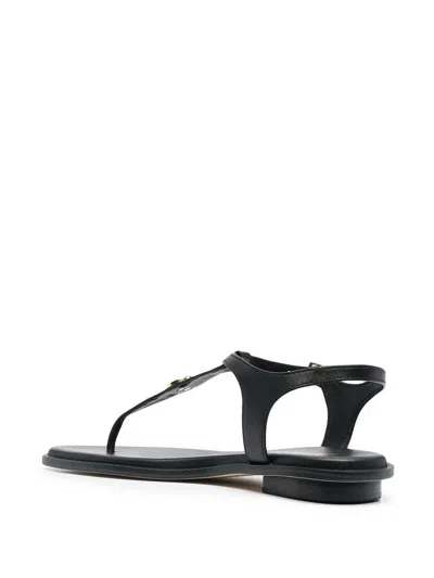 Shop Michael Kors Mallory Leather Thong Sandals In Black