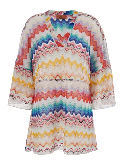 Shop Missoni Zigzag Pattern Short Cover-up In White