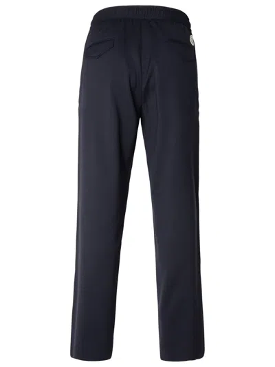 Shop Moncler Navy Virgin Wool Blend Sporty Pants