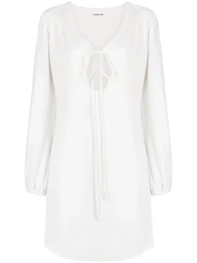 Shop P.a.r.o.s.h . Tie-fastening V-neck Midi Dress In White