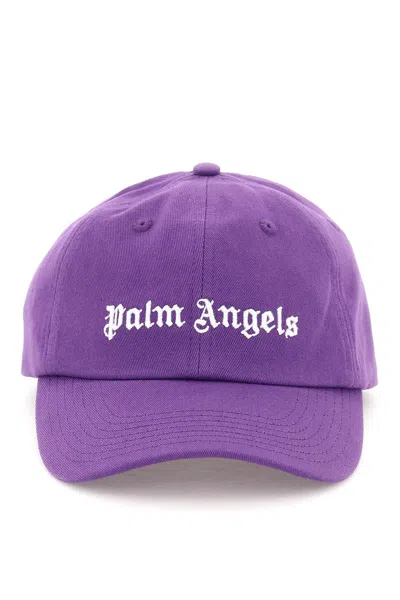 Shop Palm Angels Logo Baseball Cap In Purple