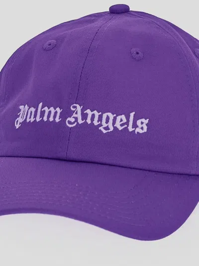 Shop Palm Angels Logo Baseball Cap In Purple