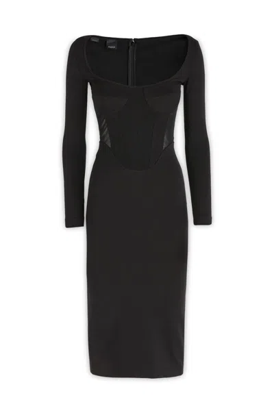 Shop Pinko Anacleto Midi Viscose Dress In Black
