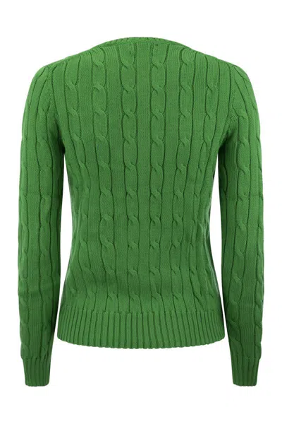 Shop Polo Ralph Lauren Slim-fit Cable Knit In Green