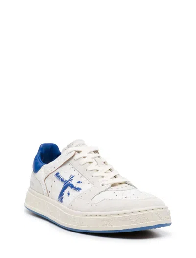 Shop Premiata 'quinn' White Leather Sneakers