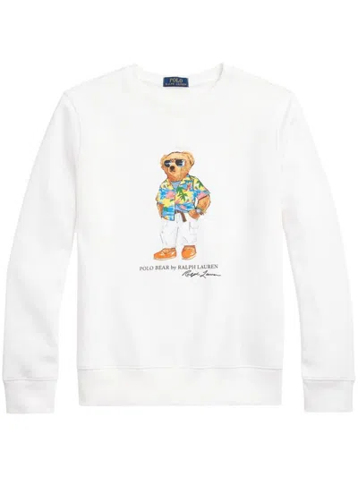 Shop Polo Ralph Lauren Teddy Bear Print Sweatshirt In White