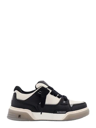 Shop Represent White And Black Leather Sneakers