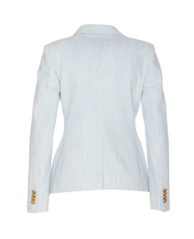 Shop Tagliatore Cotton Double-breasted Jacket In Clear Blue