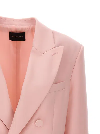 The Andamane Structured Blazer With Shoulder Padding And Multiple Pockets In Pink