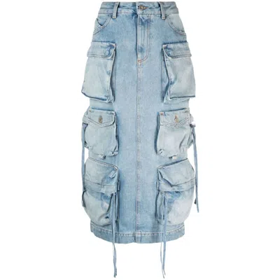 Shop Attico The  Cargo Midi Skirt In Blue