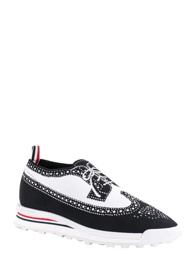 Shop Thom Browne 'longwing Brouge' Sneakers In White/black