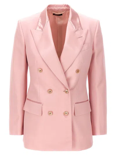 Tom Ford Double-breasted Design Tailored Jacket In Pink