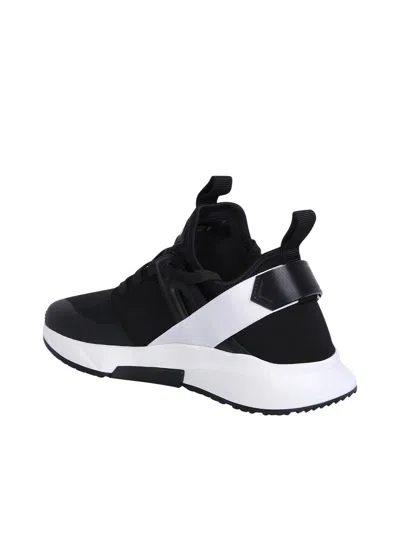 Shop Tom Ford Jago Neoprene And Leather Sneakers In Black