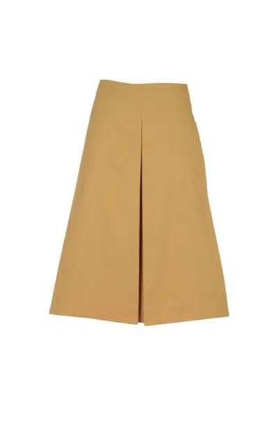 Shop Tory Burch Cotton Midi Skirt In Beige
