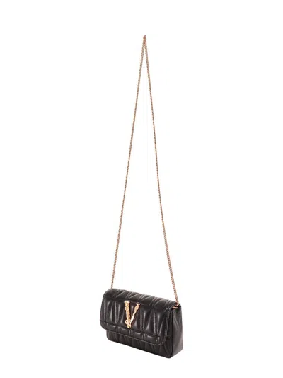 Shop Versace Bags In Black+multicolor- Gold