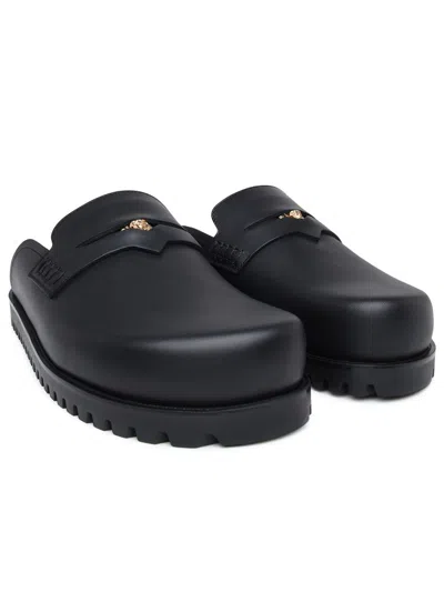 Shop Versace Leather Mules In Black