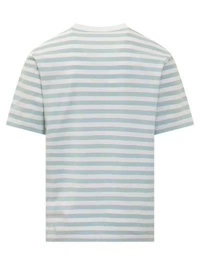 Shop Versace Striped Cotton T-shirt In Blue
